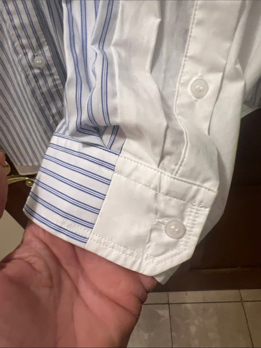 Zara NWT Color block Dress Shirt with Blue Pinstripes - XL - Picture 3 of 9
